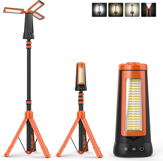 Rechargeable Camping Light with Stand 7ft Max Height, 15000mAh