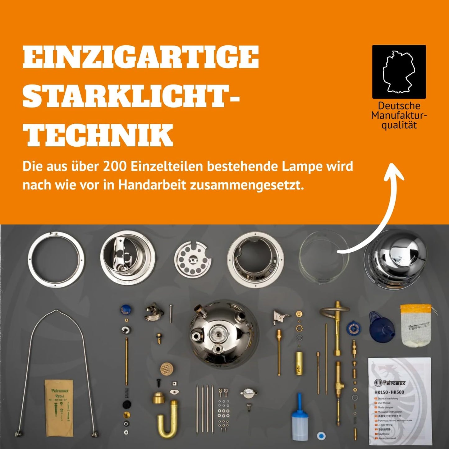 HK500 Pressurized Lantern, 500 Candlepower with 1 Quart Kerosene Tank for Home, Camping